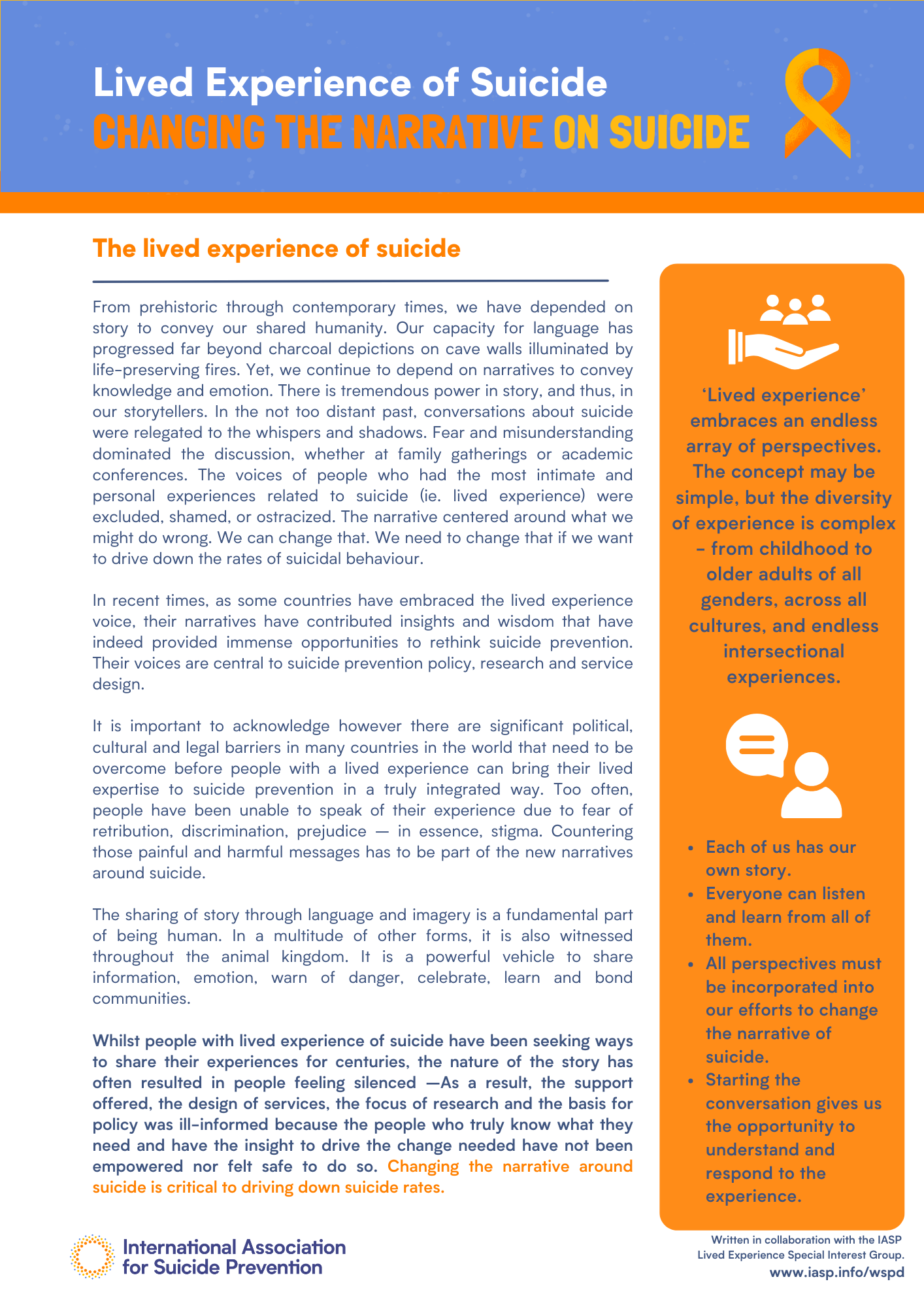 Lived Experience Outreach Brief 2024-2026