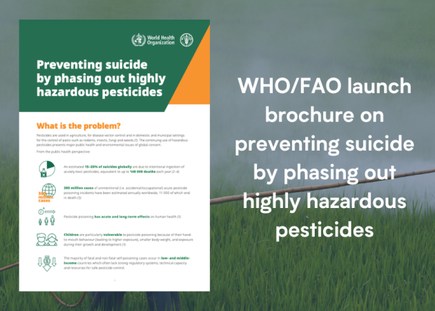 WHO/FAO launch brochure on preventing suicide by phasing out highly hazardous pesticides